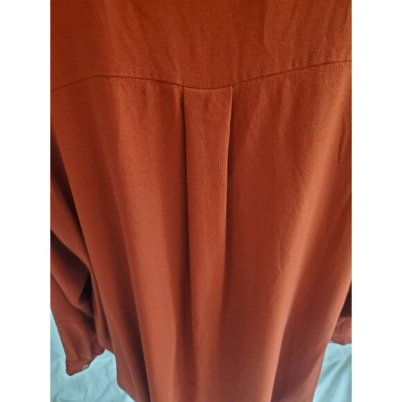 Eileen Fisher Burgundy Silk Button Up Long Sleeve Blouse 2X Office Career Formal - Picture 7 of 16